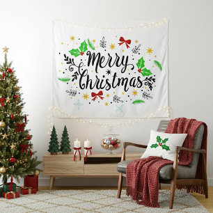 Festive Merry Christmas Tapestry