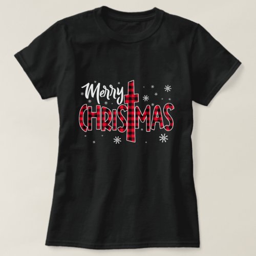Festive Merry Christmas Text Art Design Womens T_Shirt