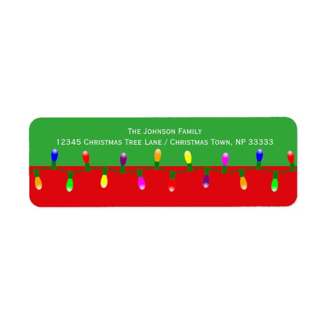 Festive Merry Christmas Tree String Lights Custom Label (Front)