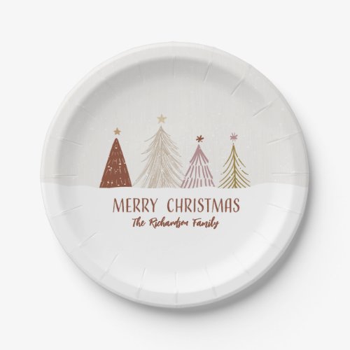 Festive Merry Christmas Trees Holiday Party Chic Paper Plates
