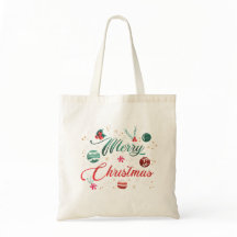 Festive Merry Christmas Typography with Ornaments