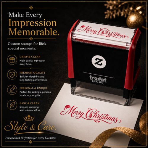 Festive Merry Christmas Unique Stylish Self-inking Stamp