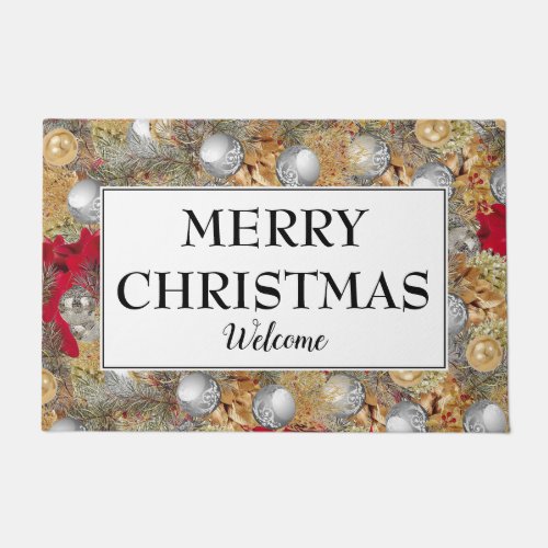 Festive MERRY CHRISTMAS Welcome Doormat