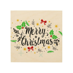 Festive Merry Christmas   Wood Wall Art