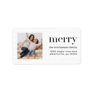 Festive Merry Typography and Photo Return Address Label