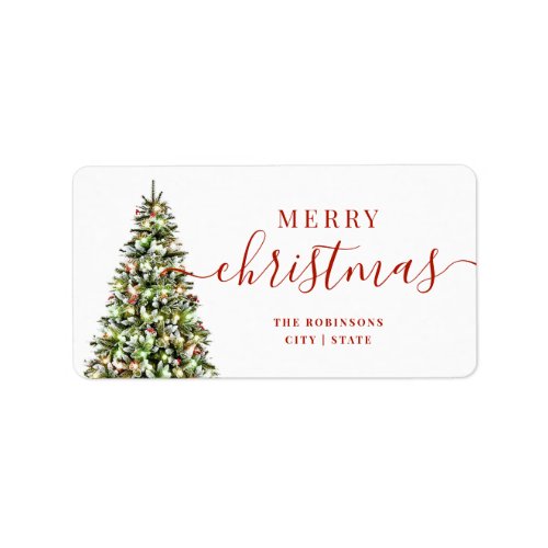 Festive Merry Xmas Tree Family Holidays  Label