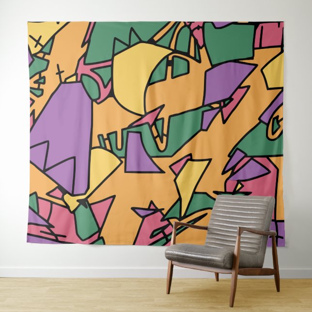 Festive messy doodle  tapestry (In Situ (Horizontal))