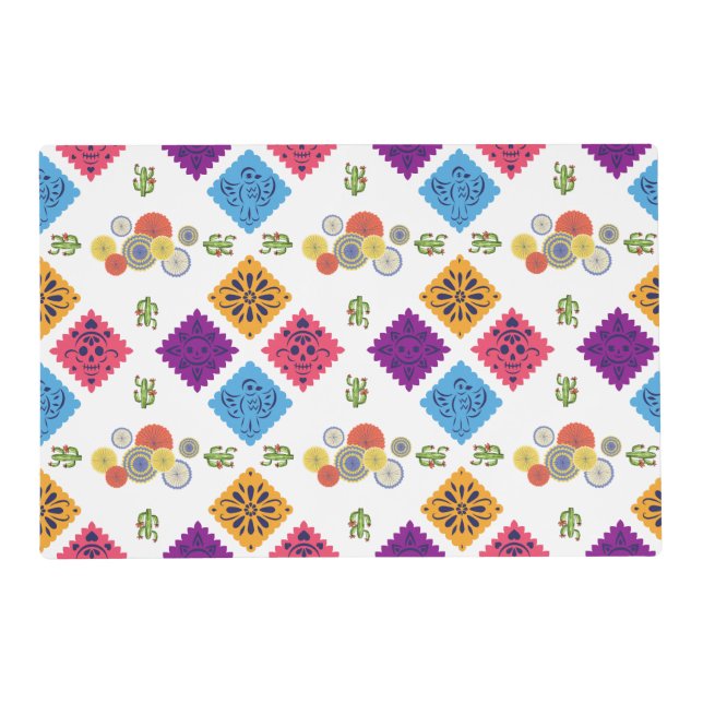 Festive Mexican Paper Fan Cactus  Placemat (Front)
