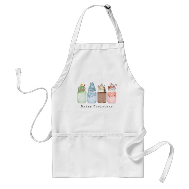 Festive Milkshakes Dairy Christmas Adult Apron (Front)
