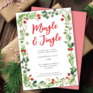 Festive Mingle & Jingle Botanical Christmas Party Holiday Card