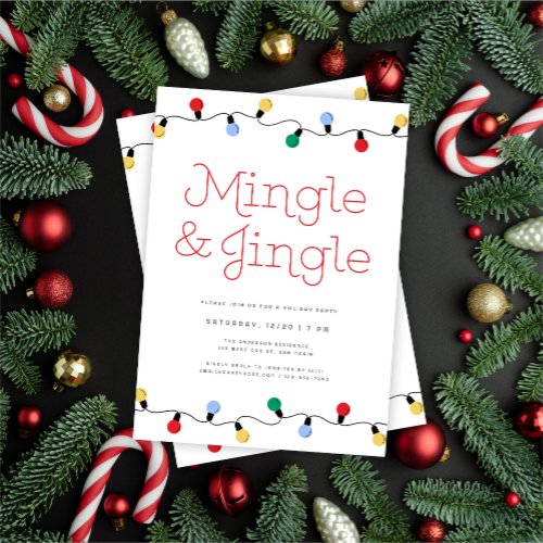 Festive Mingle  Jingle Christmas Lights Party Invitation