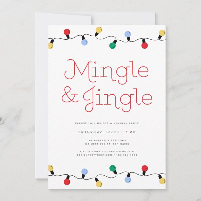 Festive Mingle & Jingle Christmas Lights Party Invitation (Front)