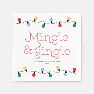 Festive Mingle & Jingle Colorful Christmas Lights  Napkins