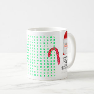Festive Mini 25 Word Puzzle Search Santa Coffee Mug