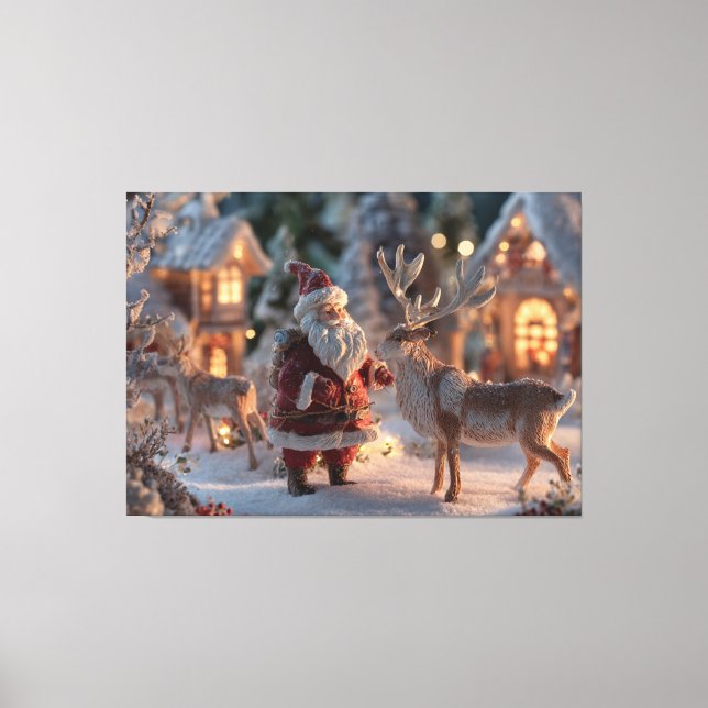 Festive Miniature Diorama, Christmas village scene Canvas Print (Front)