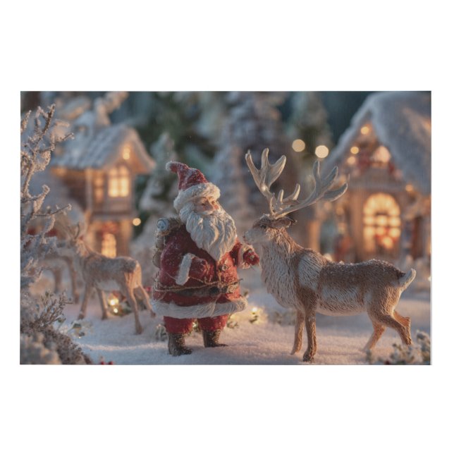 Festive Miniature Diorama, Christmas village scene Faux Canvas Print (Front)