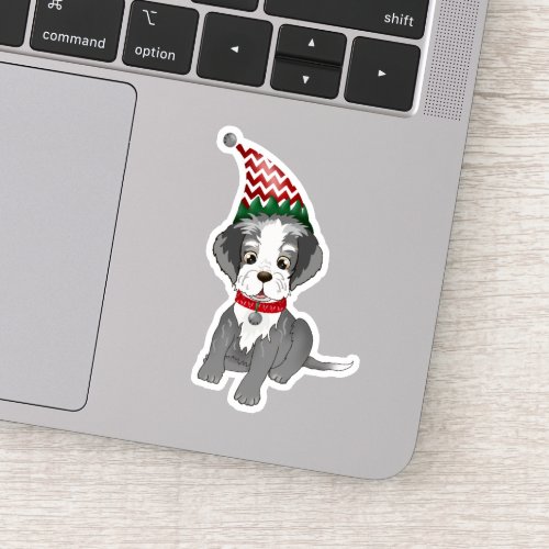 Festive Miniature Schnauzer Puppy Sticker