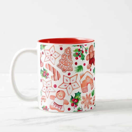 Festive Minimal Gingerbread Cookie Christmas Two_Tone Coffee Mug