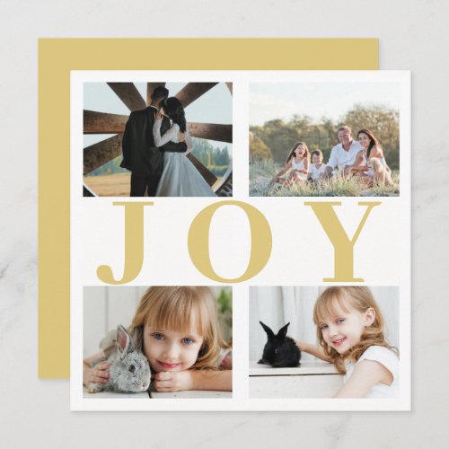 Festive Minimalistic Gold Joy Christmas Photo Card