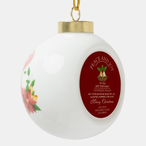 Festive Mistletoe Bells Christmas Ceramic Ball Christmas Ornament