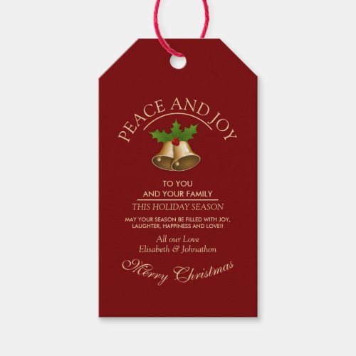 Festive Mistletoe Bells Christmas Gift Tags