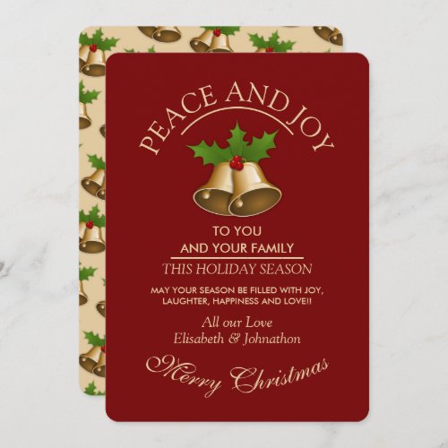 Festive Mistletoe Bells Christmas Holiday Card