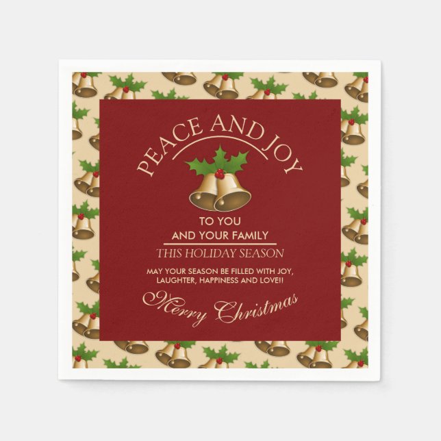 Festive Mistletoe Bells Christmas Napkins (Front)