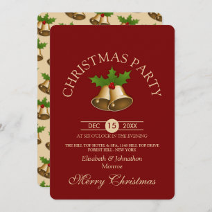 Festive Mistletoe Bells Christmas Party Invitation