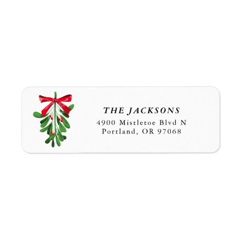 Festive Mistletoe Holiday Return Address Label