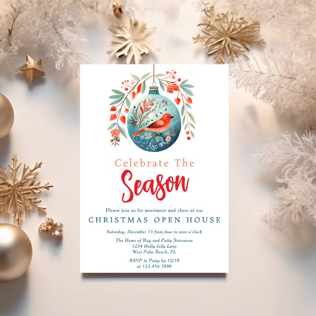 Festive Mistletoe Vintage Christmas Open House Invitation (Creator Uploaded)
