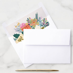 festive modern botanical christmas holiday card envelope liner