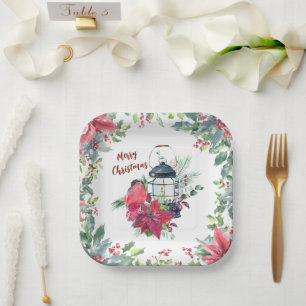 Festive Modern Christmas Party Paper Plates