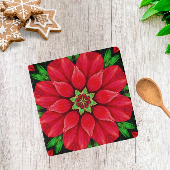 Festive Modern Christmas Themed Trivet (Festive Decor Christmas Themed poinsettia - both functional and a holiday decoration!)