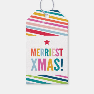 FESTIVE modern colorful bold brushed stripe Gift Tags