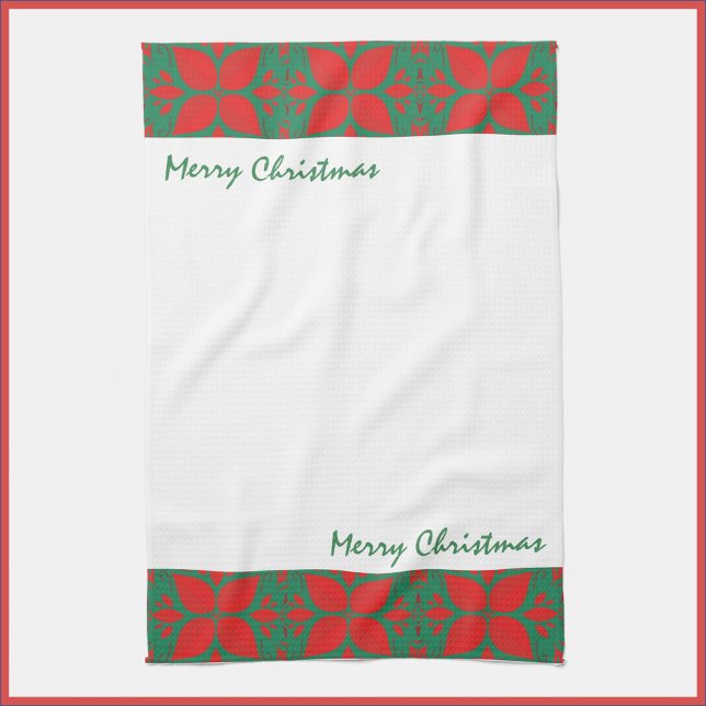 Festive Modern Floral Christmas Pattern Kitchen Towel (Creator Uploaded)