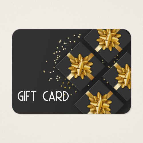 Festive Modern Gold Bow Black Gift Box Gift Card