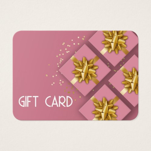 Festive Modern Gold Bow Pink Gift Box Gift Card