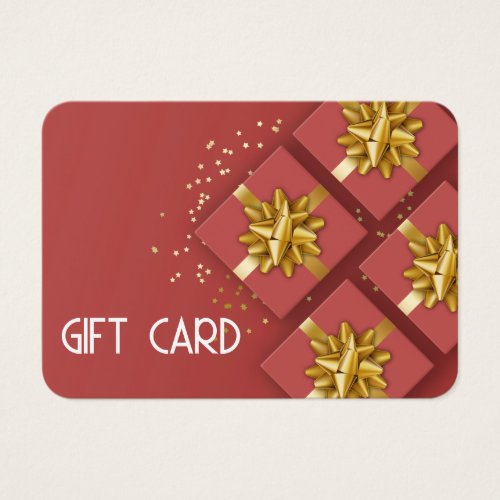 Festive Modern Gold Bow Red Gift Box Gift Card