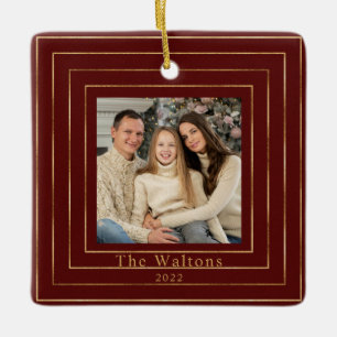 Festive Modern Gold Holiday Keepsake Ceramic Ball Ceramic Ornament