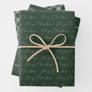 Festive Modern Green and Beige Christmas Wrapping Paper Sheets