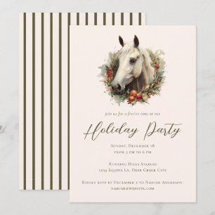 Festive Modern Horse Equestrian Holiday Party Invitation