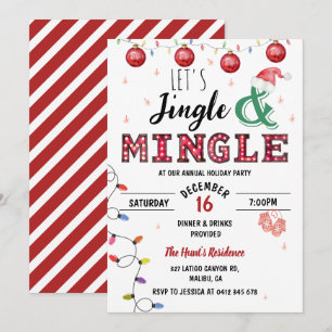 Festive Modern Jingle & Mingle Christmas Party Invitation