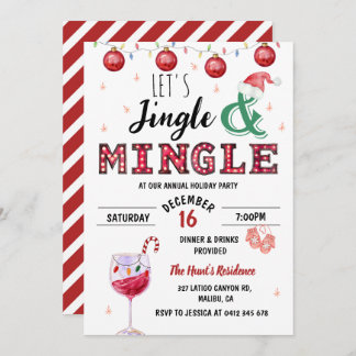 Festive Modern Jingle & Mingle Christmas Party Invitation