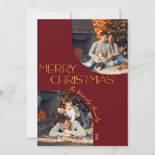 Festive Modern Merry Christmas Arch Photo Holiday Card