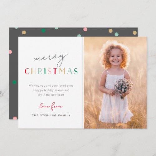 Festive Modern Merry Christmas Family Photo Holiday Card