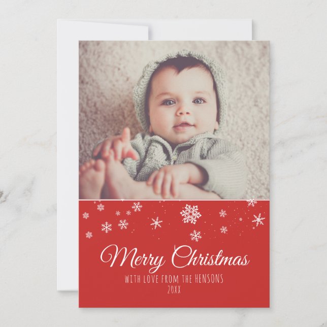 Festive Modern Merry Christmas Photo Holiday Card (Front)