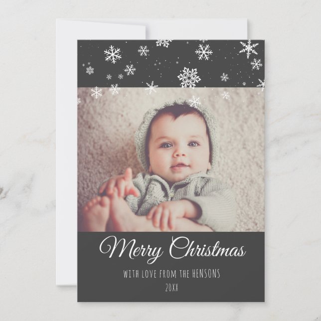 Festive Modern Merry Christmas Photo Holiday Card (Front)