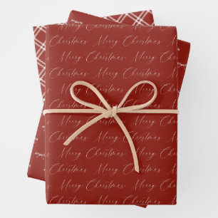 Festive Modern Red and Beige Christmas Wrapping Paper Sheets