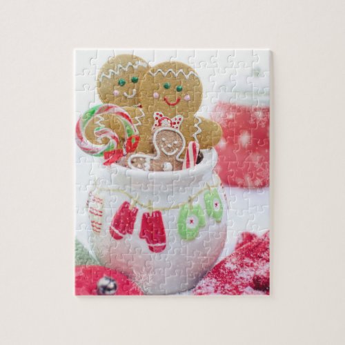 Festive Modern Winter Christmas Holidays Cookies Jigsaw Puzzle