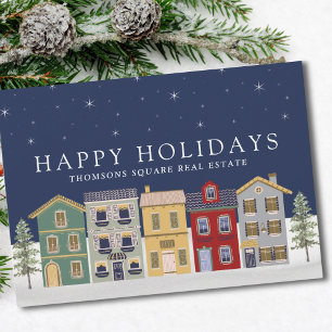 Festive Modern Winter House Corporate Real Estate Holiday Card